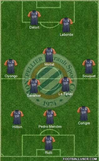 Montpellier Hérault Sport Club 3-5-1-1 football formation