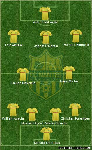 FC Nantes 4-5-1 football formation