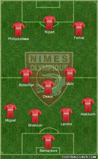 Nîmes Olympique 3-4-2-1 football formation