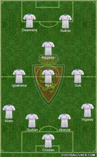 R. Zaragoza S.A.D. 4-3-1-2 football formation