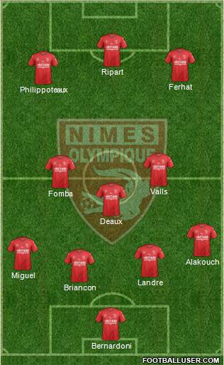 Nîmes Olympique 3-4-3 football formation