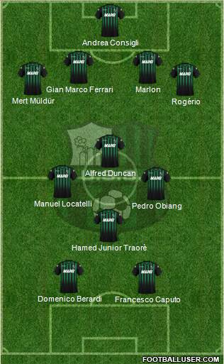 Sassuolo 5-4-1 football formation