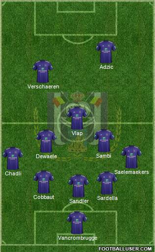 RSC Anderlecht 5-3-2 football formation