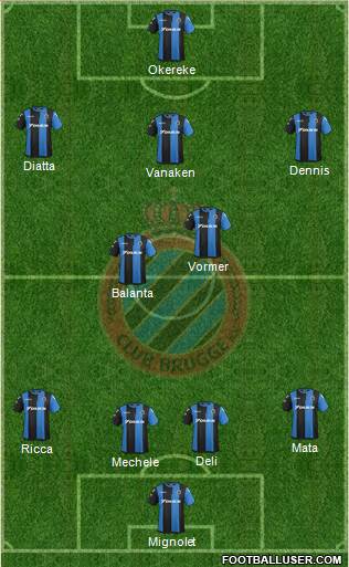 Club Brugge KV 4-2-3-1 football formation
