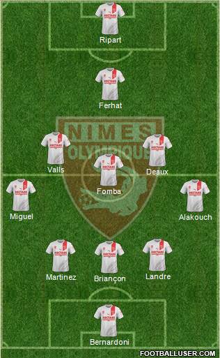 Nîmes Olympique 3-5-1-1 football formation