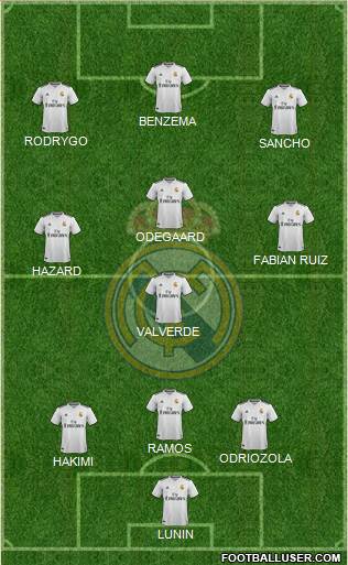 Real Madrid C.F. 3-4-3 football formation