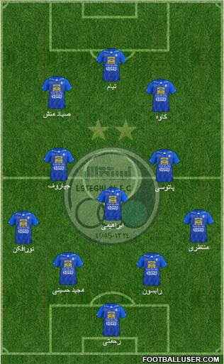 Esteghlal Tehran 4-3-3 football formation