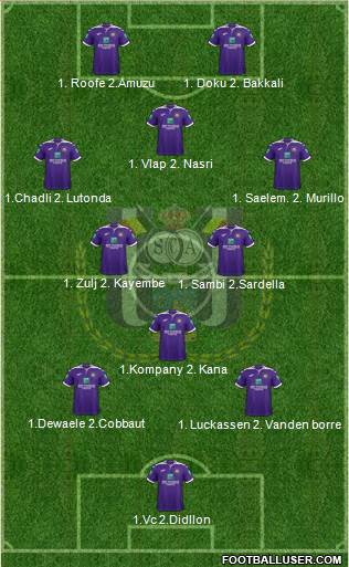 RSC Anderlecht 3-4-1-2 football formation