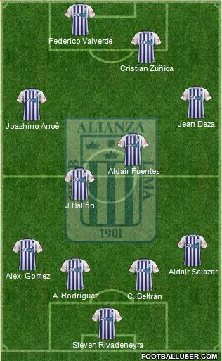 C Alianza Lima 4-4-2 football formation