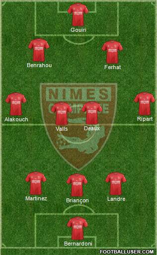 Nîmes Olympique 3-4-3 football formation