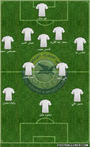 Al-Zawra'a Sports Club 5-4-1 football formation