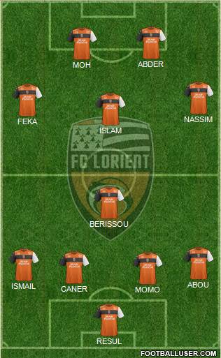 FC Lorient Bretagne Sud 4-1-2-3 football formation