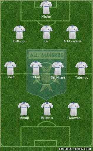 A.J. Auxerre 3-4-3 football formation