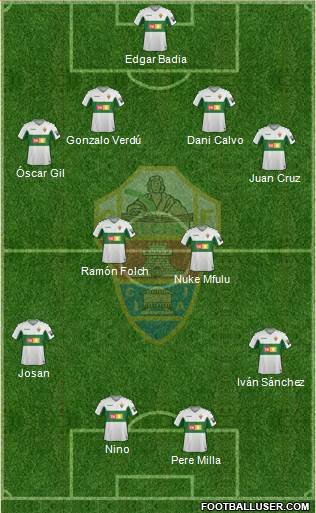 Elche C.F., S.A.D. 5-3-2 football formation