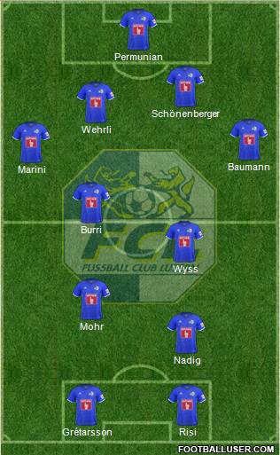 FC Luzern 4-2-2-2 football formation