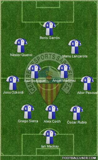 C.E. Sabadell 3-4-2-1 football formation