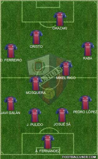 S.D. Huesca 4-2-2-2 football formation