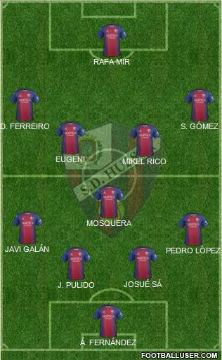 S.D. Huesca 4-3-2-1 football formation