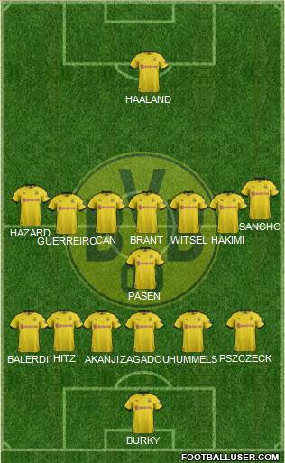 Borussia Dortmund 4-1-2-3 football formation