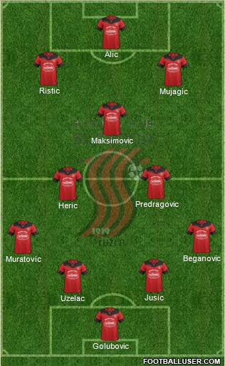FK Sloboda Tuzla 4-3-2-1 football formation