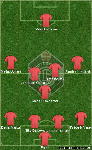 FC Lugano 4-1-4-1 football formation
