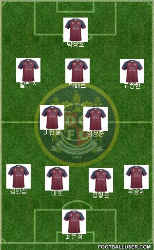 Daejeon Citizen 4-2-3-1 football formation