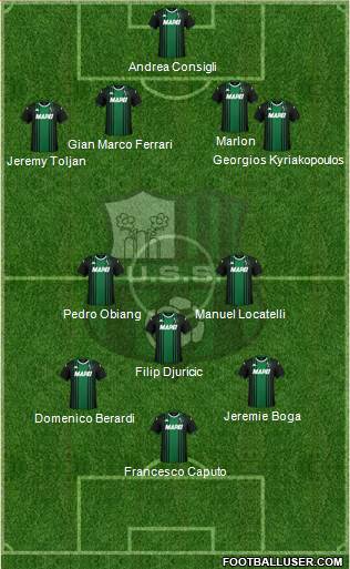 Sassuolo 4-3-2-1 football formation