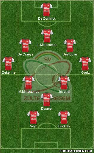 SV Zulte Waregem 5-3-2 football formation