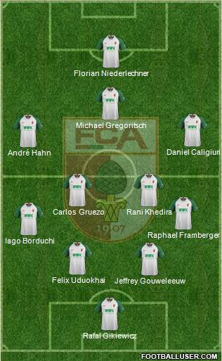 FC Augsburg 4-5-1 football formation