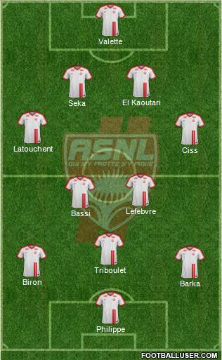A.S. Nancy Lorraine 4-2-3-1 football formation