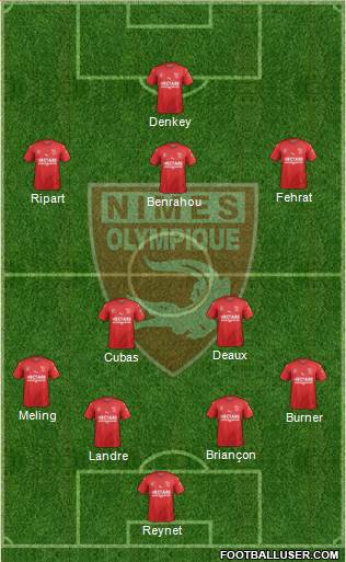 Nîmes Olympique 4-1-3-2 football formation