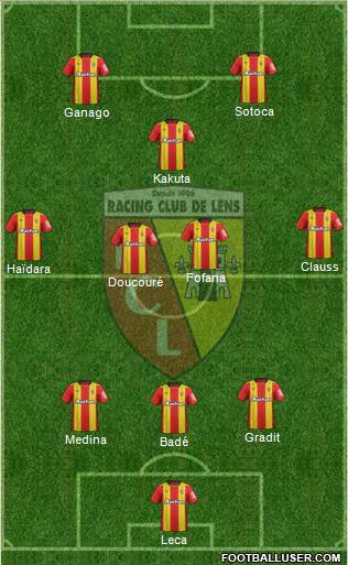 Racing Club de Lens 3-4-1-2 football formation