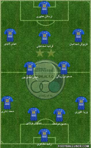 Esteghlal Tehran 3-4-2-1 football formation