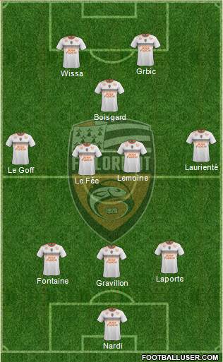 FC Lorient Bretagne Sud 3-4-1-2 football formation