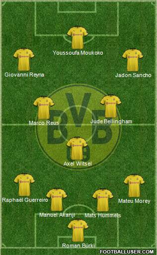 Borussia Dortmund 4-1-4-1 football formation