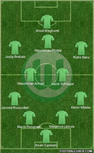 VfL Wolfsburg 4-2-3-1 football formation