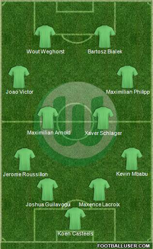 VfL Wolfsburg 4-4-2 football formation