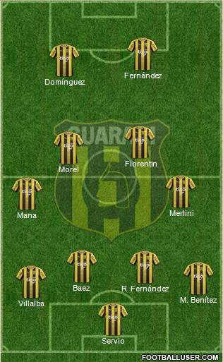 C Guaraní 4-4-2 football formation