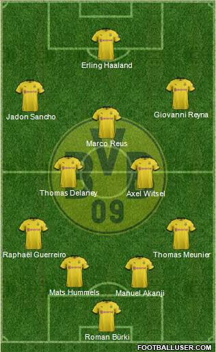 Borussia Dortmund 4-5-1 football formation