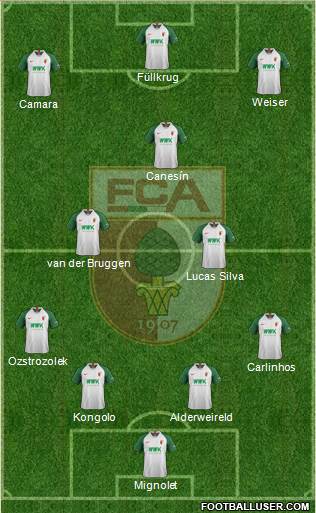 FC Augsburg 4-2-1-3 football formation