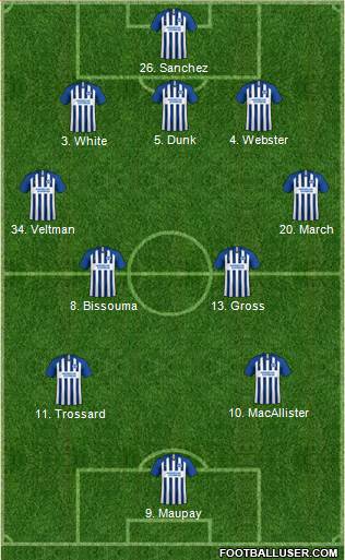 Brighton and Hove Albion football formation