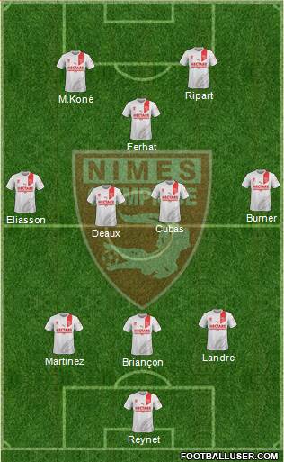 Nîmes Olympique 3-4-1-2 football formation