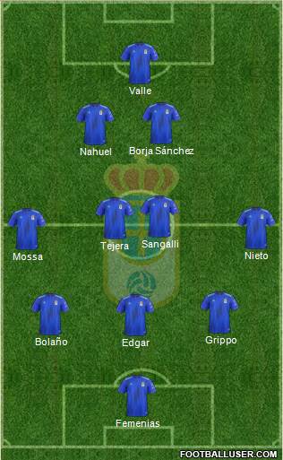 Real Oviedo S.A.D. 3-4-2-1 football formation