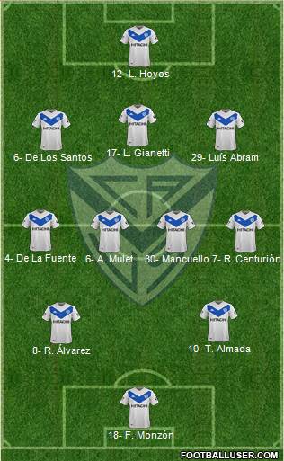 Vélez Sarsfield 3-4-2-1 football formation