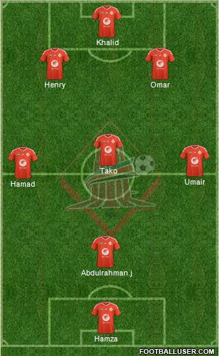 Al-Sharjah 3-4-1-2 football formation