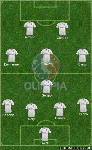 CD Olimpia 4-3-1-2 football formation
