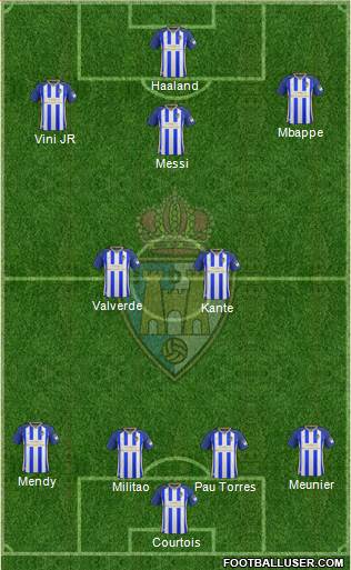 S.D. Ponferradina 4-2-1-3 football formation