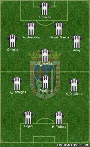 C.D. Badajoz S.A.D. 4-1-3-2 football formation