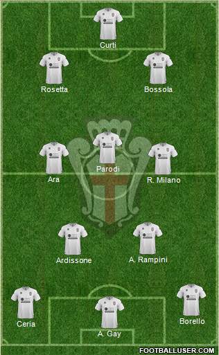 Pro Vercelli 5-4-1 football formation