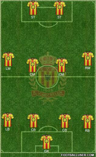 Yellow Red KV Mechelen football formation